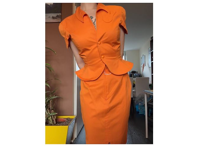 Traje de falda Thierry Mugler naranja de algodón - vista 6