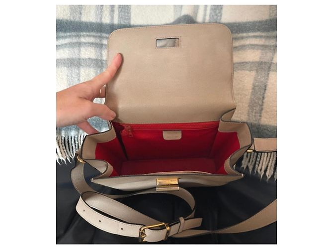 Céline Borsa in Pelle Celine Twist Logo Beige - vista 10
