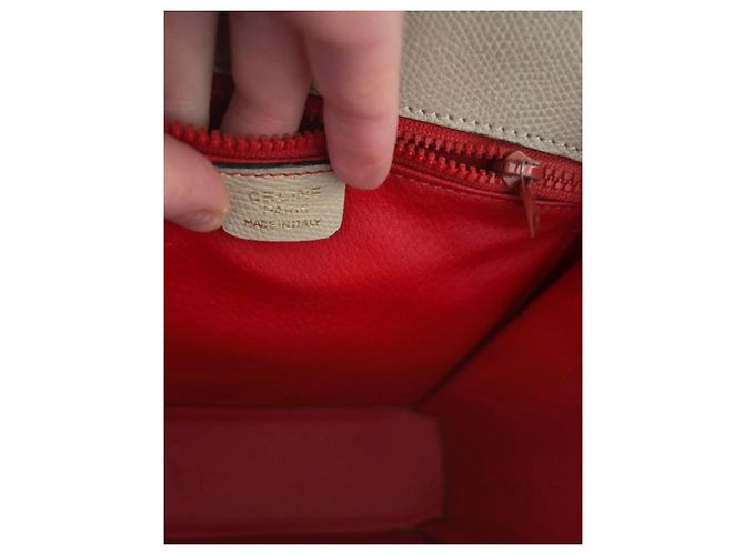 Céline Borsa in Pelle Celine Twist Logo Beige - vista 2