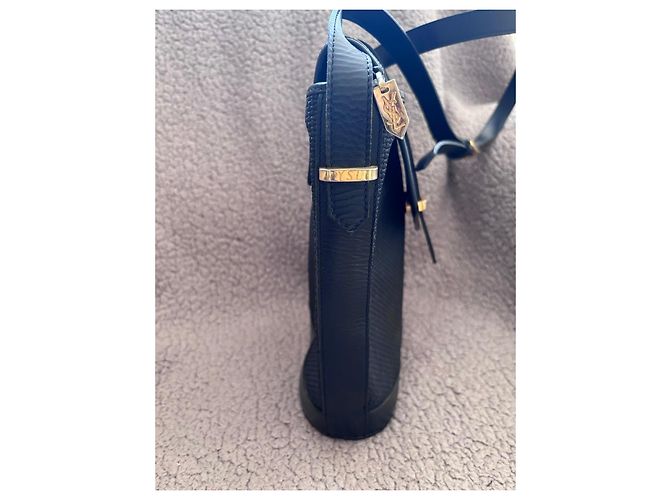 Borsa a Spalla in Pelle e Tessuto Yves Saint Laurent Blu scuro - vista 4