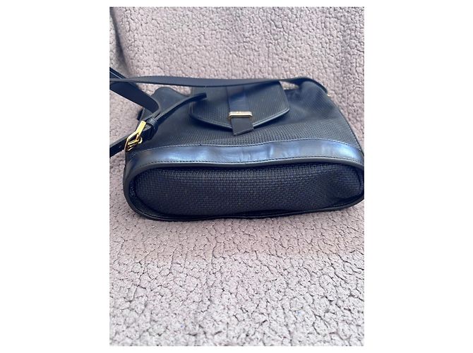 Borsa a Spalla in Pelle e Tessuto Yves Saint Laurent Blu scuro - vista 5