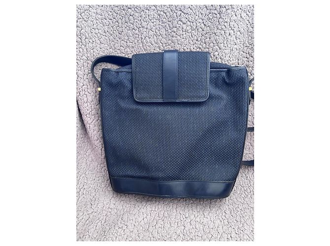 Borsa a Spalla in Pelle e Tessuto Yves Saint Laurent Blu scuro - vista 6