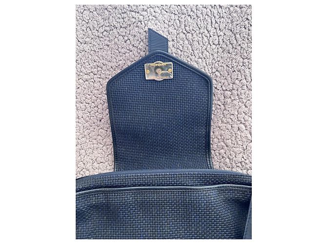 Borsa a Spalla in Pelle e Tessuto Yves Saint Laurent Blu scuro - vista 7
