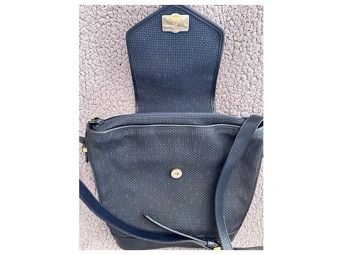 Borsa a Spalla in Pelle e Tessuto Yves Saint Laurent Blu scuro - vista 8