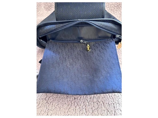 Borsa a Spalla in Pelle e Tessuto Yves Saint Laurent Blu scuro - vista 9
