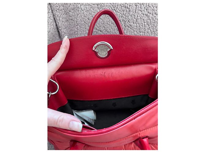 Borsa Moncler Evera in Pelle e Nylon Rosso - vista 8