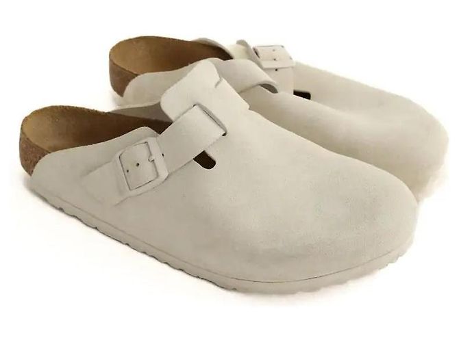 Birkenstock Mule in pelle grigia - vista 3