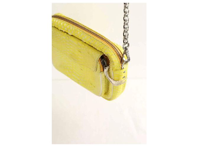 Borsa a tracolla Claris Virot in pelle gialla - vista 3