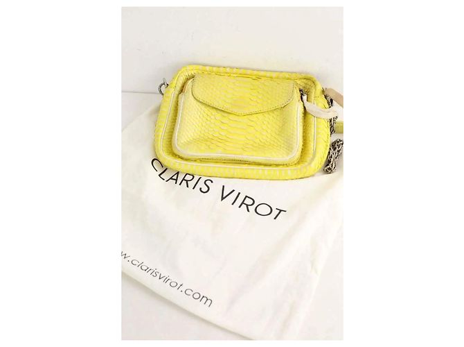 Borsa a tracolla Claris Virot in pelle gialla - vista 7