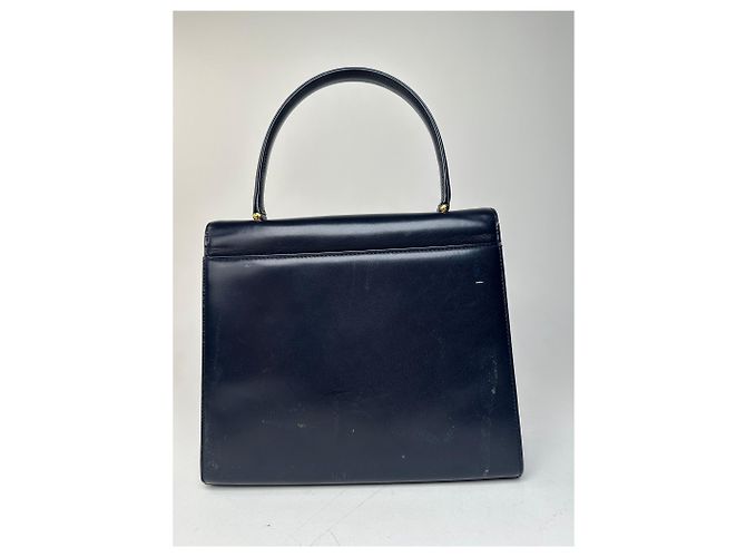 Vintage Givenchy Lederhandtasche in Marineblau - Ansicht 12