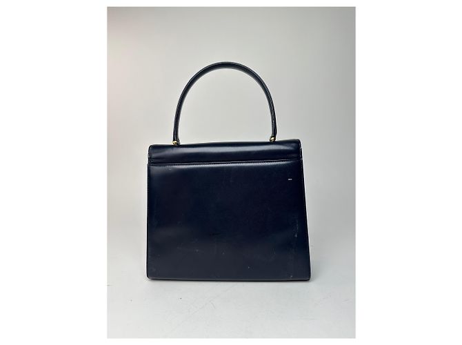 Vintage Givenchy Lederhandtasche in Marineblau - Ansicht 2