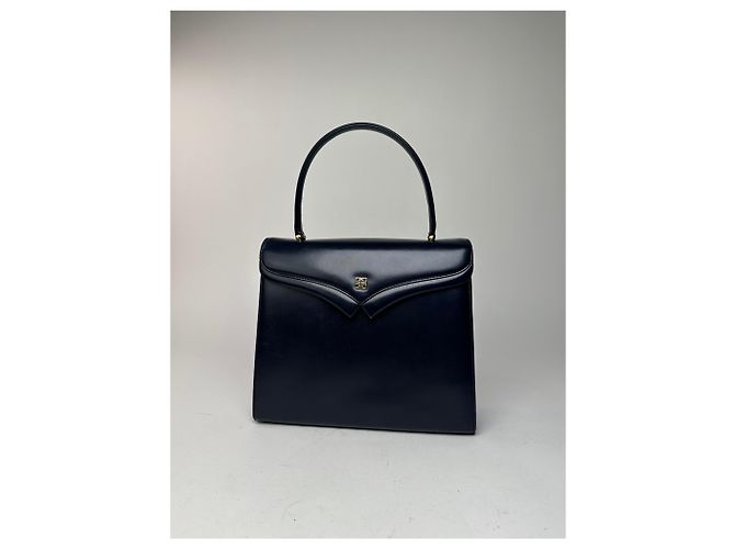 Vintage Givenchy Lederhandtasche in Marineblau - Ansicht 4