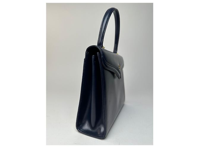 Vintage Givenchy Lederhandtasche in Marineblau - Ansicht 5