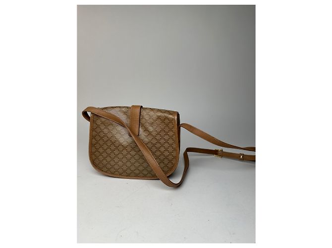 Céline Vintage Celine Paris Triomphe Monogram Ledertasche Beige Gold - Ansicht 2