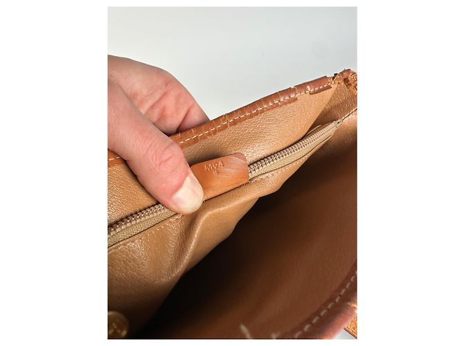 Céline Vintage Celine Paris Triomphe Monogramm Leder Eimer Tasche Braun Grün Beige - Ansicht 5