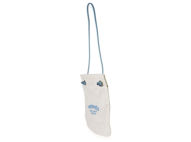 Hermès Bleu Jean Epsom Toile Ecru Aline Grooming PM Blu Beige - vista 3