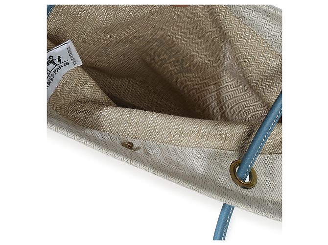 Hermès Bleu Jean Epsom Toile Ecru Aline Grooming PM Blu Beige - vista 5