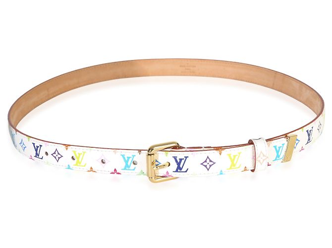 Cinto Louis Vuitton Monograma Multicolorido Branco 30mm 80/32 - vista 3