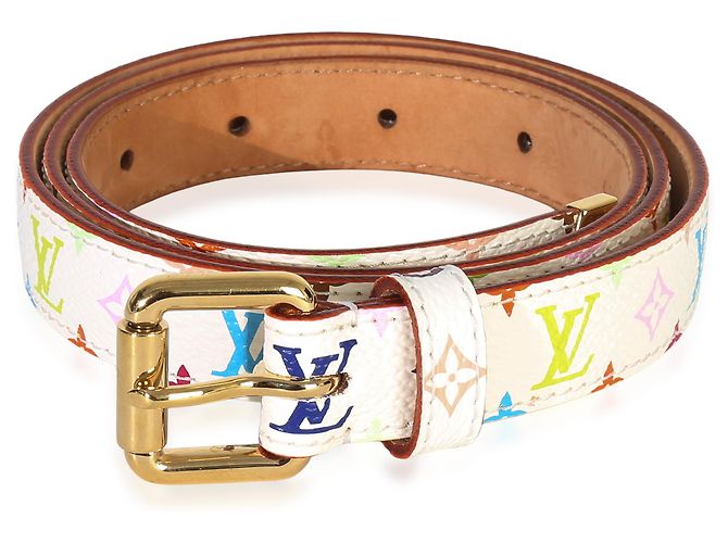 Cinto Louis Vuitton Monograma Multicolorido Branco 30mm 80/32 - vista 5
