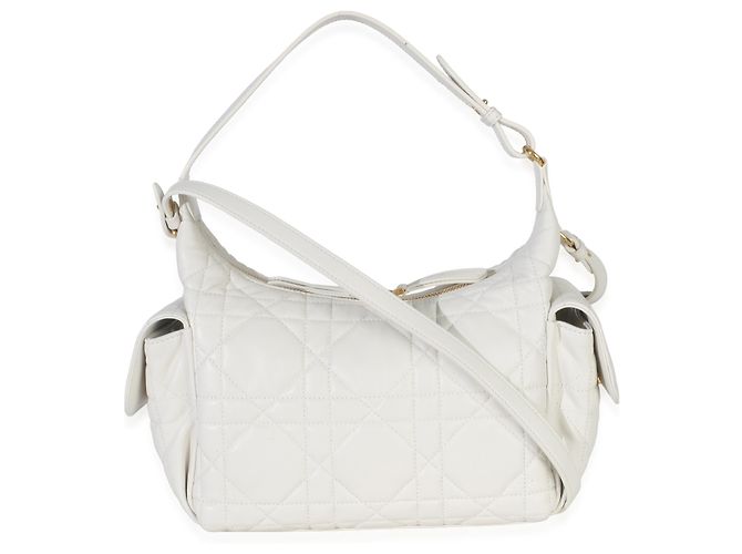 Borsa D-Dream media Macrocannage in agnello latte Christian Dior Bianco - vista 2