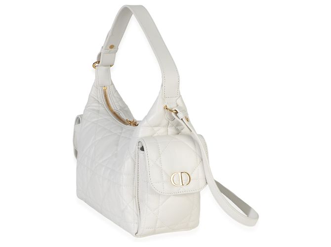 Borsa D-Dream media Macrocannage in agnello latte Christian Dior Bianco - vista 3