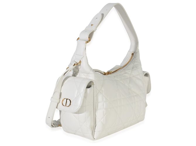 Borsa D-Dream media Macrocannage in agnello latte Christian Dior Bianco - vista 4