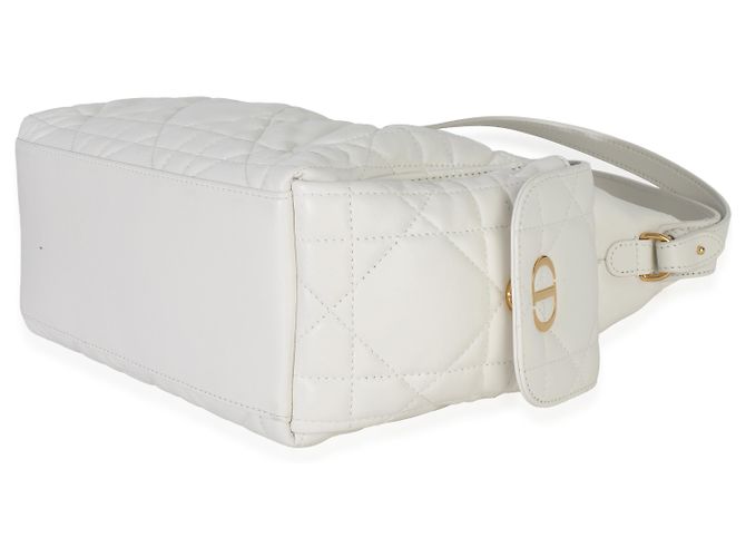 Borsa D-Dream media Macrocannage in agnello latte Christian Dior Bianco - vista 6