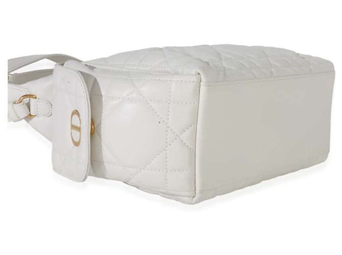 Borsa D-Dream media Macrocannage in agnello latte Christian Dior Bianco - vista 7