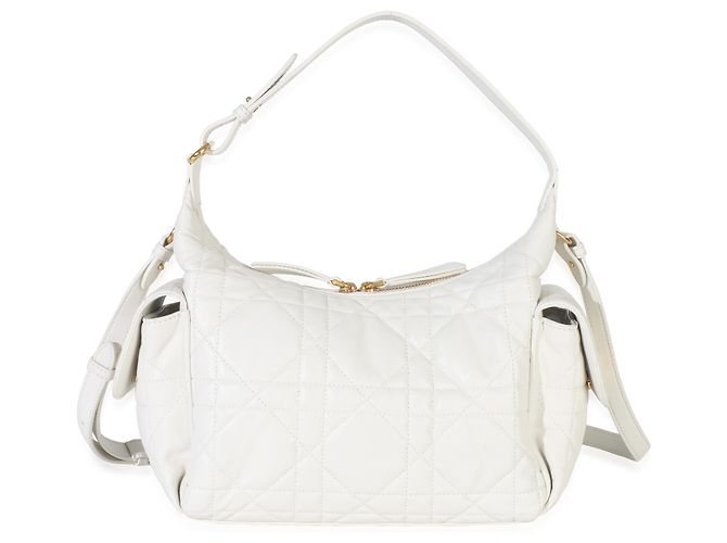 Borsa D-Dream media Macrocannage in agnello latte Christian Dior Bianco - vista 8