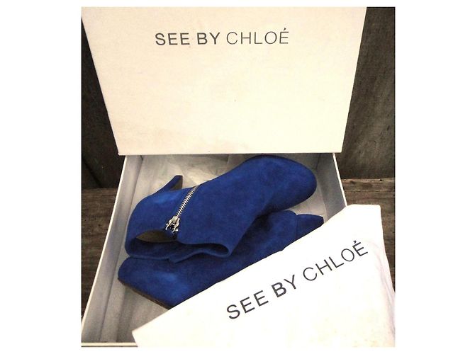 Stivaletti See by Chloé in camoscio blu - vista 3