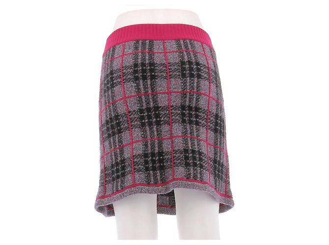 Barrie Falda de punto con estampado de tartán en cachemira Gris - vista 2