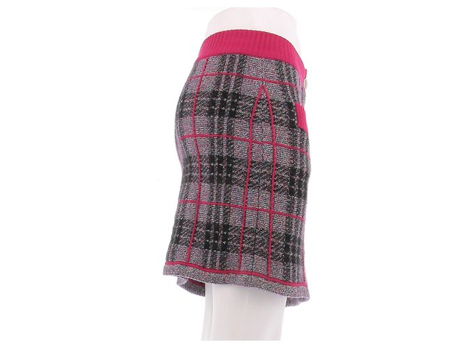 Barrie Falda de punto con estampado de tartán en cachemira Gris - vista 3