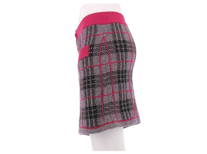 Barrie Falda de punto con estampado de tartán en cachemira Gris - vista 4