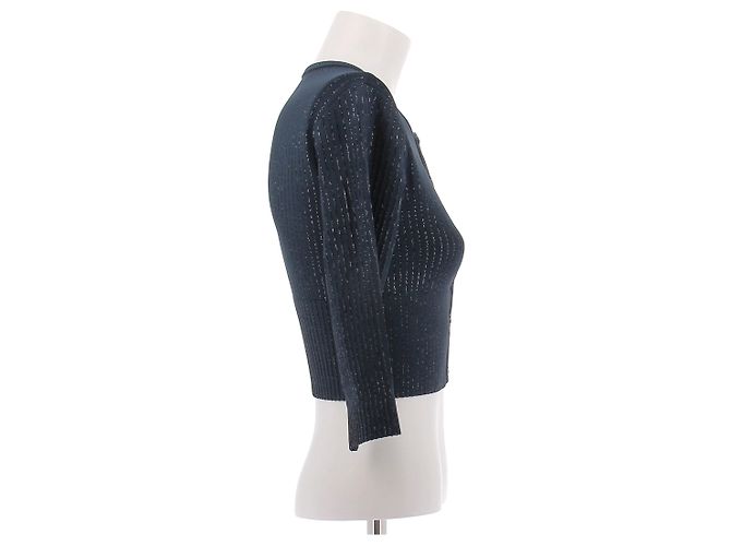 Alaïa Cardigan in Dunkelblau mit Knöpfen - Ansicht 3