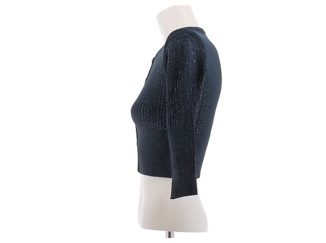 Alaïa Cardigan in Dunkelblau mit Knöpfen - Ansicht 4