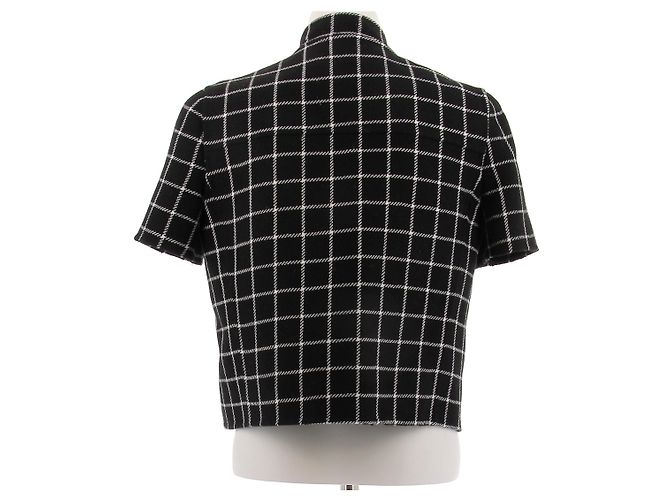 Christian Dior Chaqueta de lana de manga corta a cuadros Negro - vista 2