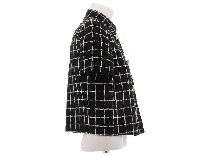 Christian Dior Chaqueta de lana de manga corta a cuadros Negro - vista 3