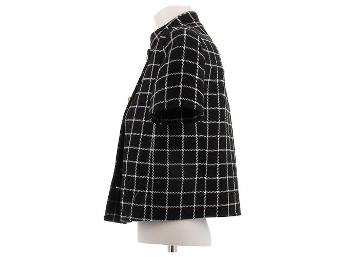 Christian Dior Chaqueta de lana de manga corta a cuadros Negro - vista 4