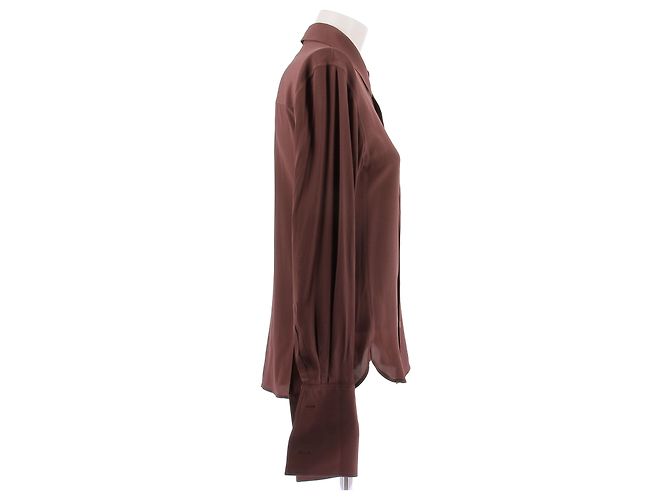 Saint Laurent Camicia marrone in seta - vista 3