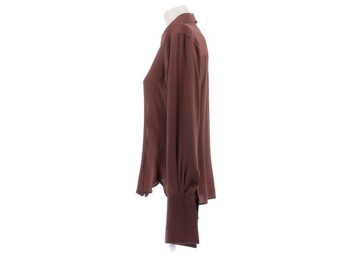 Saint Laurent Camicia marrone in seta - vista 4