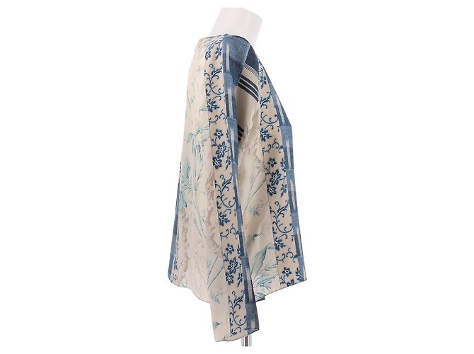 Pierre Louis Mascia Top de seda con diferentes estampados Azul - vista 3