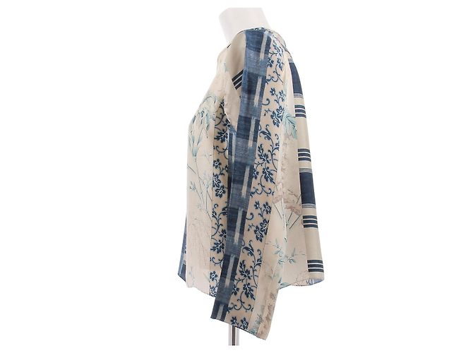 Pierre Louis Mascia Top de seda con diferentes estampados Azul - vista 4