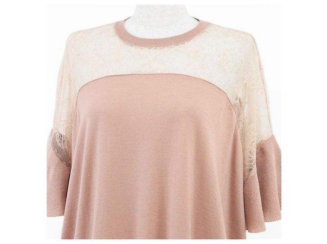 Top de lana con encaje floral Valentino Beige - vista 2