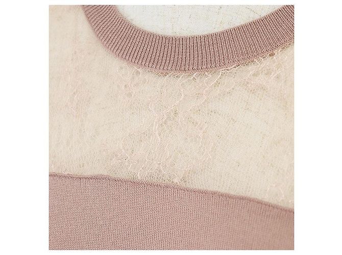 Top de lana con encaje floral Valentino Beige - vista 3