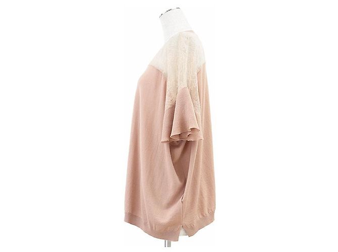 Top de lana con encaje floral Valentino Beige - vista 5