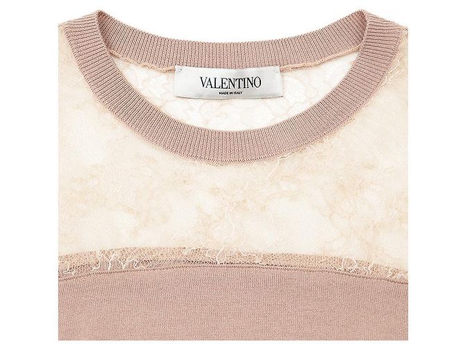 Top de lana con encaje floral Valentino Beige - vista 8