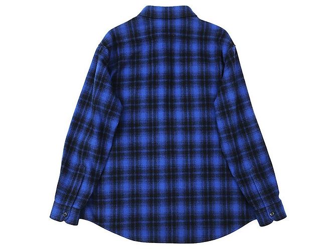 Céline Camicia in flanella di lana a maniche lunghe CELINE PARIS Nero Blu - vista 5