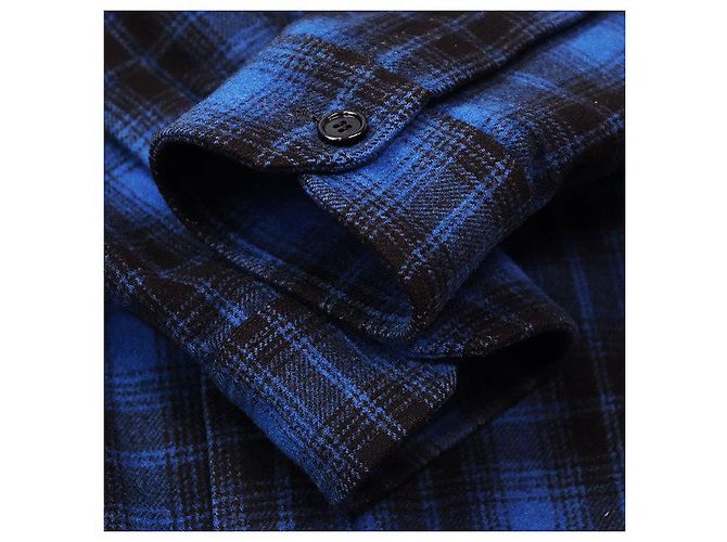 Céline Camicia in flanella di lana a maniche lunghe CELINE PARIS Nero Blu - vista 6