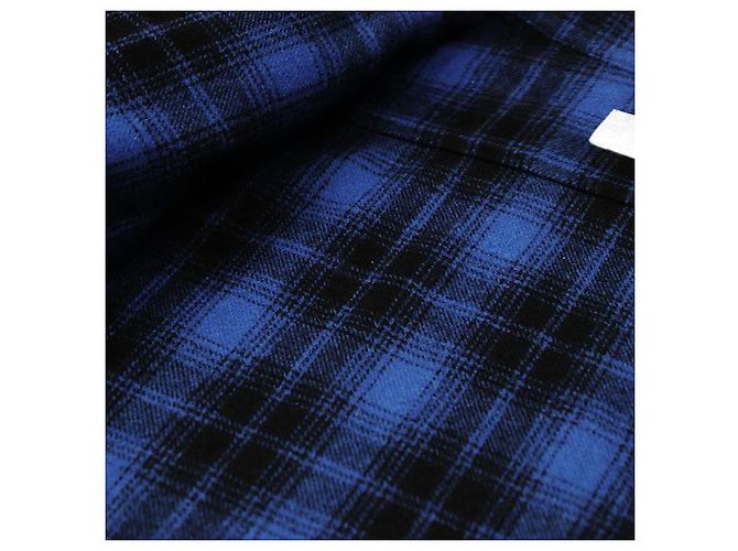 Céline Camicia in flanella di lana a maniche lunghe CELINE PARIS Nero Blu - vista 8
