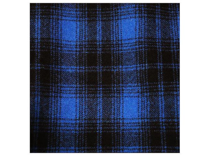 Céline Camicia in flanella di lana a maniche lunghe CELINE PARIS Nero Blu - vista 9
